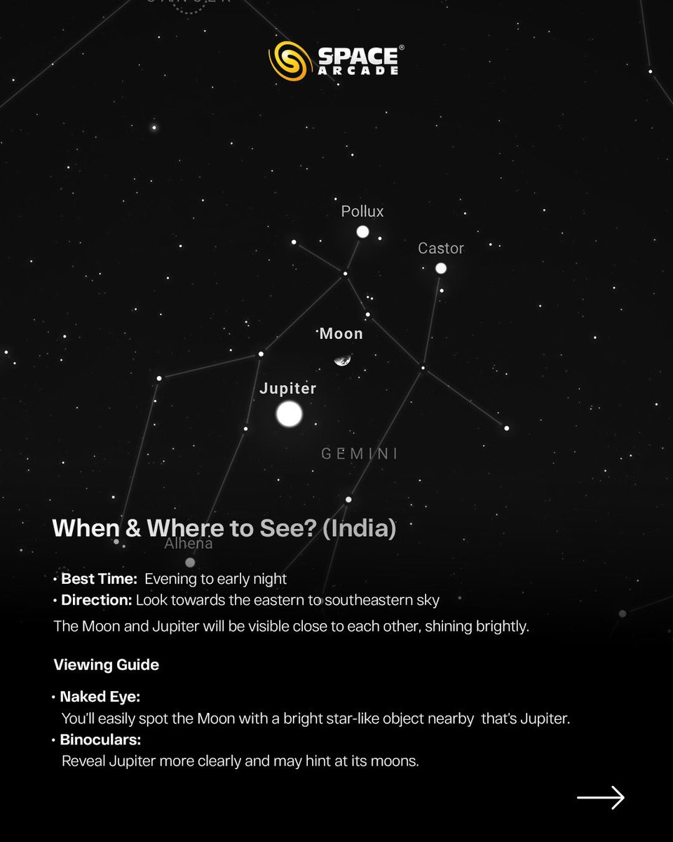 The sky has a special pairing waiting for you 🌙✨

On 26th March, the Moon meets Jupiter the brightest planet in the night sky creating a stunning celestial moment you won’t want to miss.