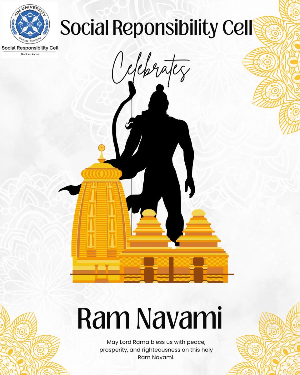 SRC_XIMU's tweet photo. On Ram Navami, we celebrate the values of Lord Ram truth, courage &amp; dharma.
May we lead with compassion and choose what’s right. 🚩 #RamNavami #happyramnavami 
#XIMUNIVERSITY 
#SRC(NEW CAMPUS) https://t.co/wGplRhofqs