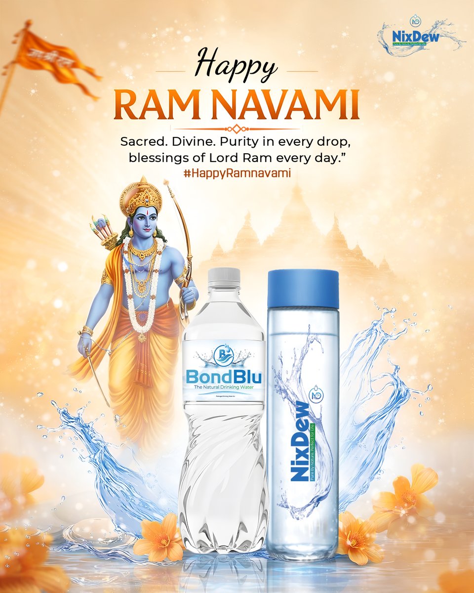 NixDew_water's tweet image. Wishing you and your family a joyful and blessed Ram Navami! 🌼

May Lord Ram bless your life with peace, strength, and positivity. Stay refreshed, stay pure with every sip of goodness. 💧

#HappyRamNavami #StayPure #DivineBlessings #PureHydration #FestiveVibes