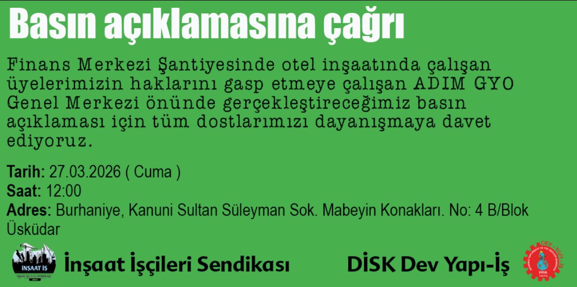 İnşaat-İş Sendikası tweet media