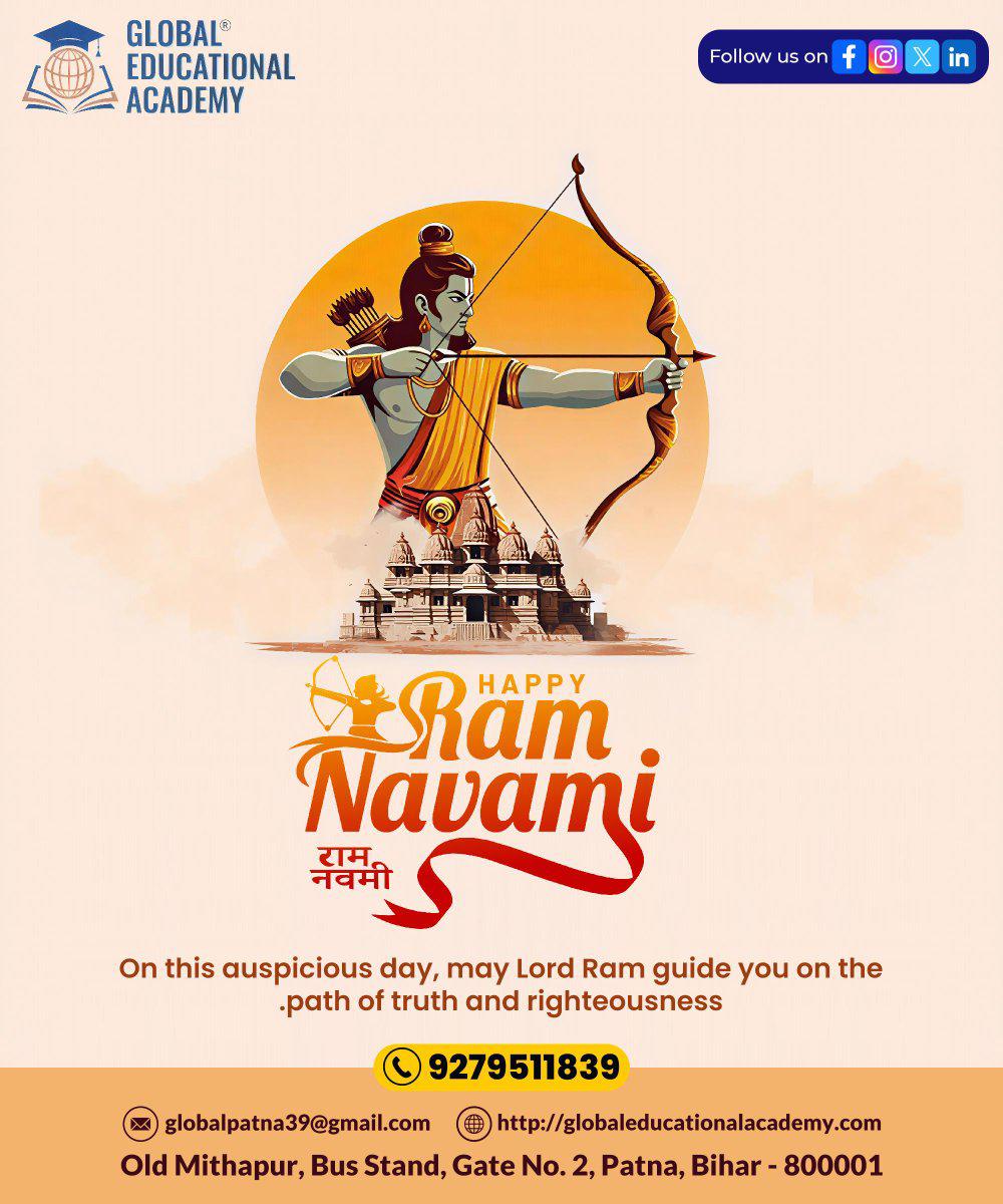 GBA_Official24's tweet photo. ✨ Happy Ram Navami ✨
May Lord Ram guide you to success &amp; righteousness.

📞 9279511839
📧 globalpatna39@gmail.com
🌐 https://t.co/YWHkeTI7fy
📍 Old Mithapur, Bus Stand, Gate No. 2, Patna, Bihar – 800001

#RamNavami #HappyRamNavami #Patna #Education #AdmissionsOpen #StudentLife https://t.co/hw2Pnz797Y
