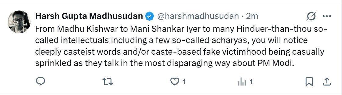 Yes, <a href="/madhukishwar/">Madhu Purnima Kishwar</a> is deeply casteist. And only caste-based victimhood that is not fake is being denied water for 150000000 years.