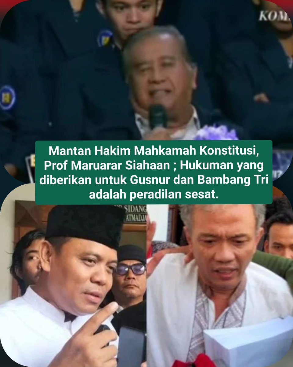 PERADILAN SESAT...

MANTAN HAKIM MAHKAMAH KONSTITUSI, PROF MARUARAR SIAHAAN, HAKIM YANG DIBERIKAN UNTUK GUSNYR DAN BAMBANG TRI ADALAH PERADILAN SESAT...

SEMOGA TIDAK TERJADI LAGI PADA ROY SURYO DKK....‼️

#BubarkanKPKBenaluNegara
#BubarkanKPKBenaluNegara
🆘🆗