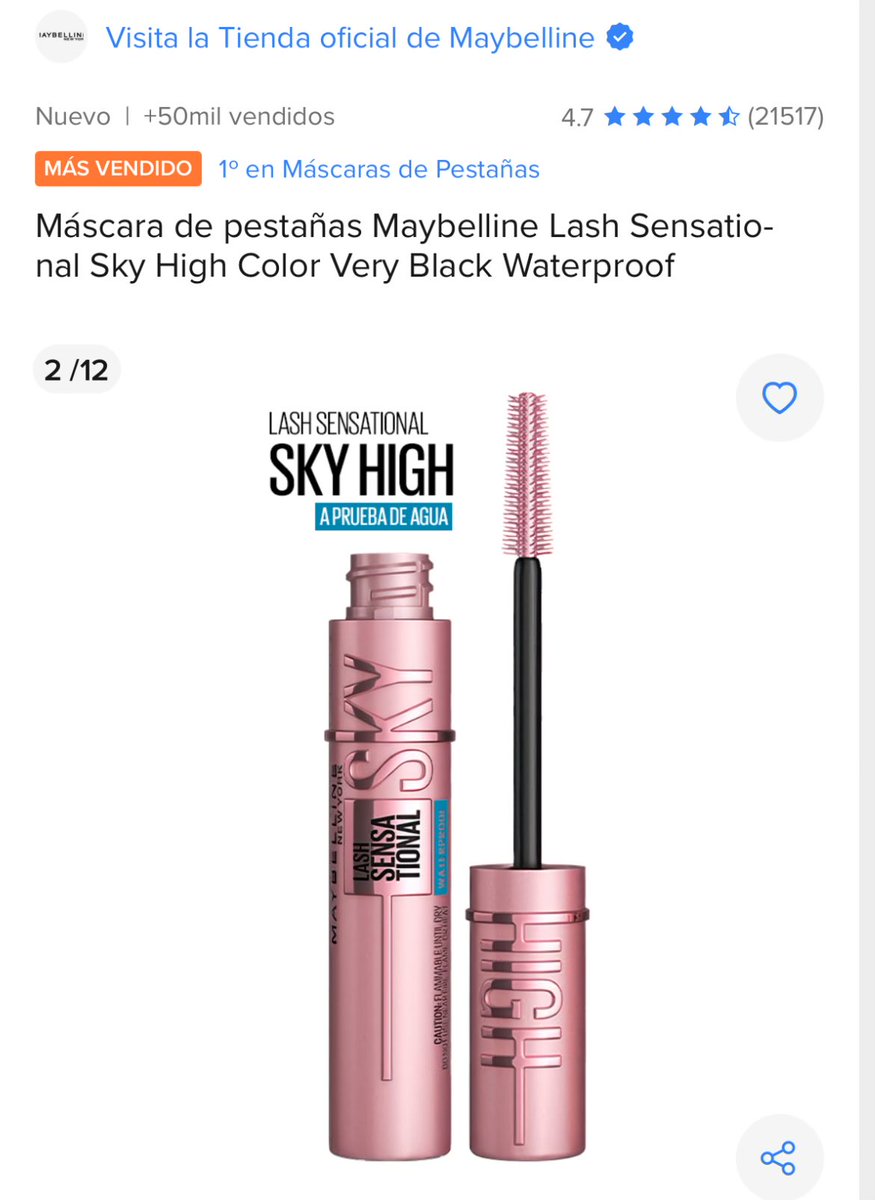 Soph5r's tweet photo. Aprovechá el mejor precio de la máscara de pestañas de Maybelline en Mercado Libre usando este texto en el buscador de Mercado Libre: M96KJT-QV90

🔗 O ingresá al link:
https://t.co/JkK8H9gcVI 

#MaybellineSkyHigh #maybellinexlove #Maybelline https://t.co/M4LsaOEDCK