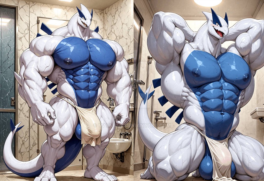 Hello guys look👁like the Pokémon Lugia with his big muscle💪body in the🛁bathroom🚿