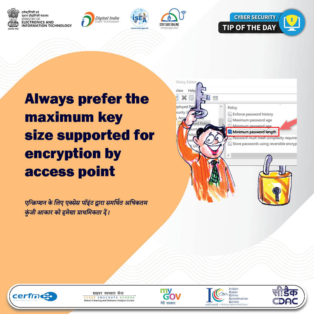 InfoSecAwa's tweet photo. Don’t compromise on security settings. Opt for maximum encryption strength to safeguard your network and information.

#CyberAwareness #SecureNetwork #EncryptionMatters #OnlineSafety #StayProtected #TechSecurity https://t.co/hQ827gyaCl