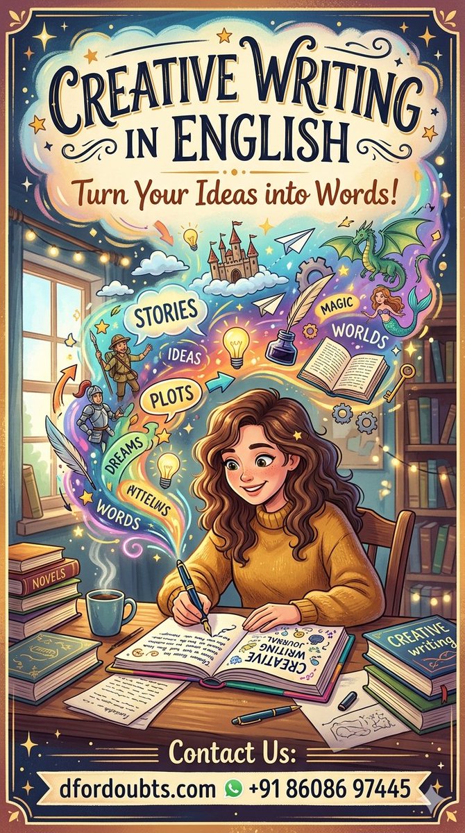 dfordoubts's tweet image. If your child loves stories, imagination, and creativity, this course is the perfect place to start! 

📲 Contact Us: +91 86086 97445 
📷 dfordoubts.com 

#CreativeWriting #EnglishLearning #StudentSkills #CommunicationSkills #DforDoubts