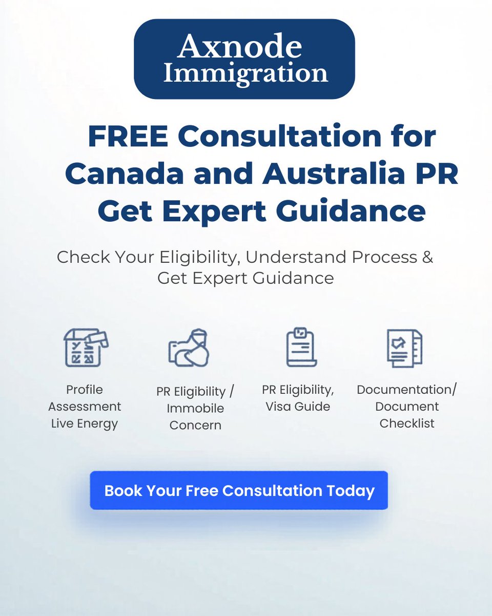 Axnode's tweet photo. Unlock your path to Canada or Australia PR with Axnode Immigration's FREE consultation! Get personalized profile assessment, eligibility checks, visa guides, and document checklists from Delhi-based experts. https://t.co/MQPqyIFIMw