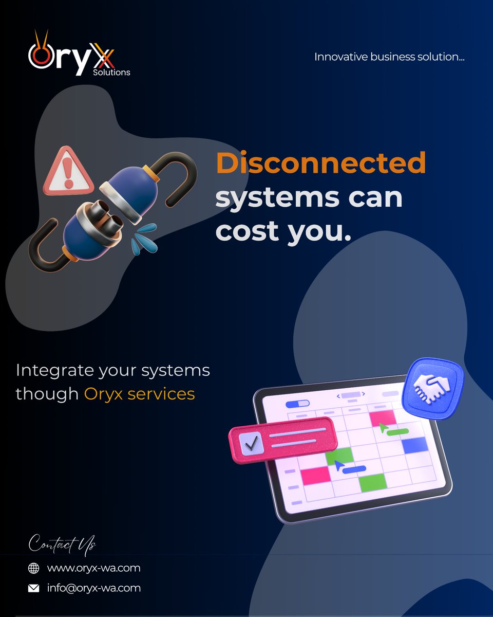 OryxafricaIT's tweet image. When your systems work together, your business works better.

That’s what integration with Oryx Africa delivers.

Ready to transform your operations? Reach out to us today via info@oryx-wa.com.

#OryxAfrica #BusinessGrowth #Businesssolutions #Automation