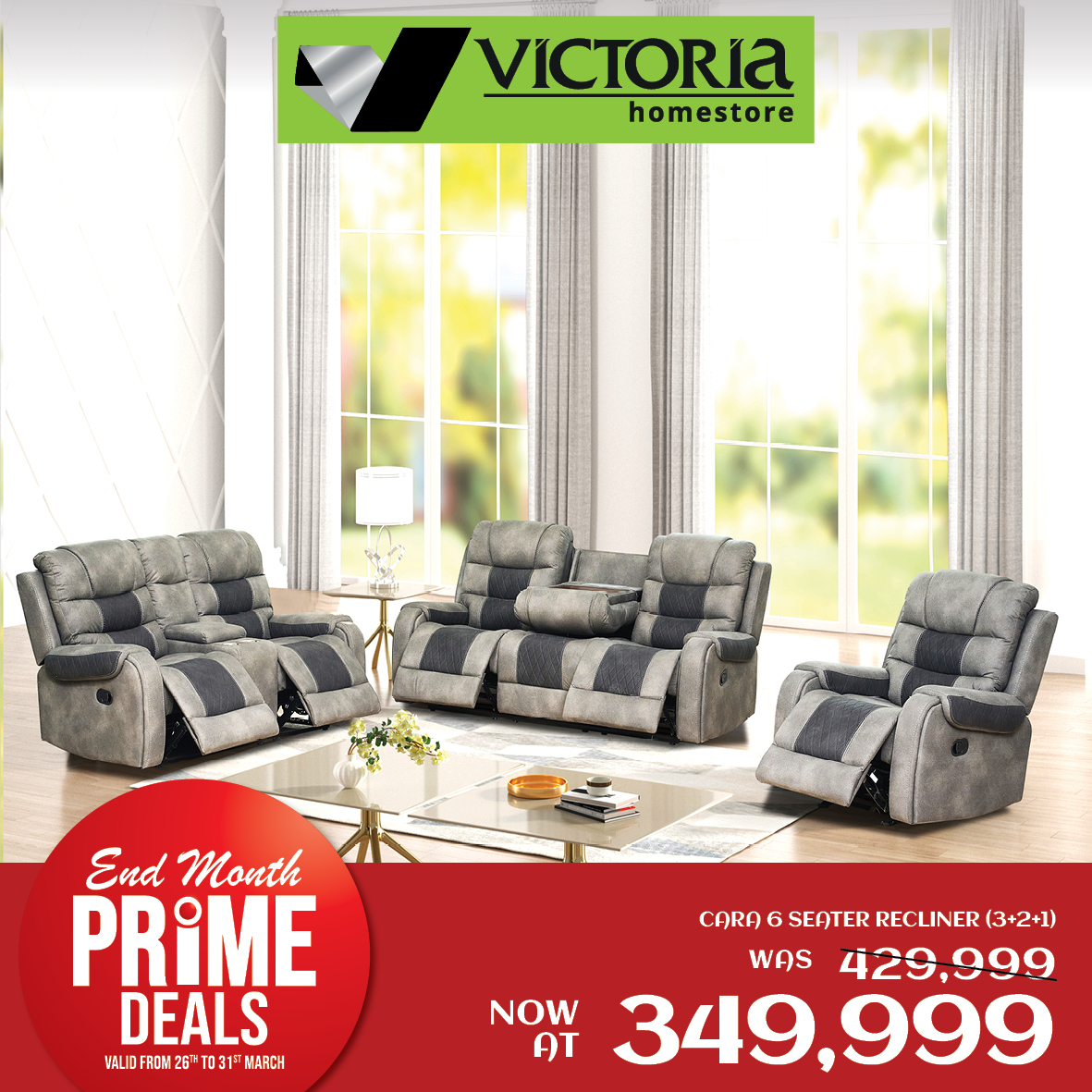 VHomestoreke's tweet photo. Upgrade your comfort with our 𝑬𝒏𝒅-𝑴𝒐𝒏𝒕𝒉 𝑷𝒓𝒊𝒎𝒆 𝑫𝒆𝒂𝒍𝒔! The fan-favorite Cara Recliners are now at their best prices, but they won't last long.

𝑼𝒍𝒕𝒊𝒎𝒂𝒕𝒆 𝑪𝒐𝒎𝒇𝒐𝒓𝒕: Plush seating with smooth reclining.
𝑻𝒊𝒎𝒆𝒍𝒆𝒔𝒔 𝑺𝒕𝒚𝒍𝒆: Fits perfectly in any living space.
𝑷𝒓𝒊𝒎𝒆 𝑺𝒂𝒗𝒊𝒏𝒈𝒔: High-end luxury, now on offer!

Don’t wait—once they’re gone, they’re gone! Visit Victoria Homestore today for a test sit. Limited stock | First come, first served!
#VictoriaHomestore #PrimeDeals #CaraRecliner #EndMonthDeals