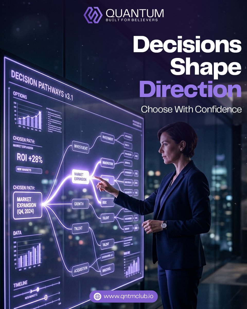 qntm_club's tweet image. Decisions Shape Direction 🧭

Choose With Confidence.

Every strong choice moves you closer to your vision.
Trust your judgment, stay focused, and step forward with certainty. 🚀
#DecisionsMatter #ChooseWithConfidence #ShapeYourDirection #SuccessMindset #FocusedGrowth