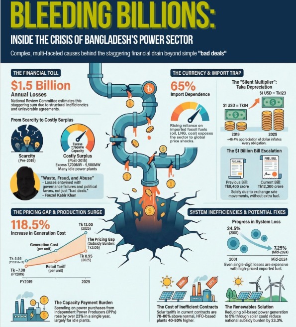 Yunus Govt’s failure is evident: Power sector losses have reached $1.5 Billion per year due to poor governance, capacity payment burdens, and heavy reliance on expensive imported fuel. The crisis is deepening under their watch.
#BangladeshEconomicRegression