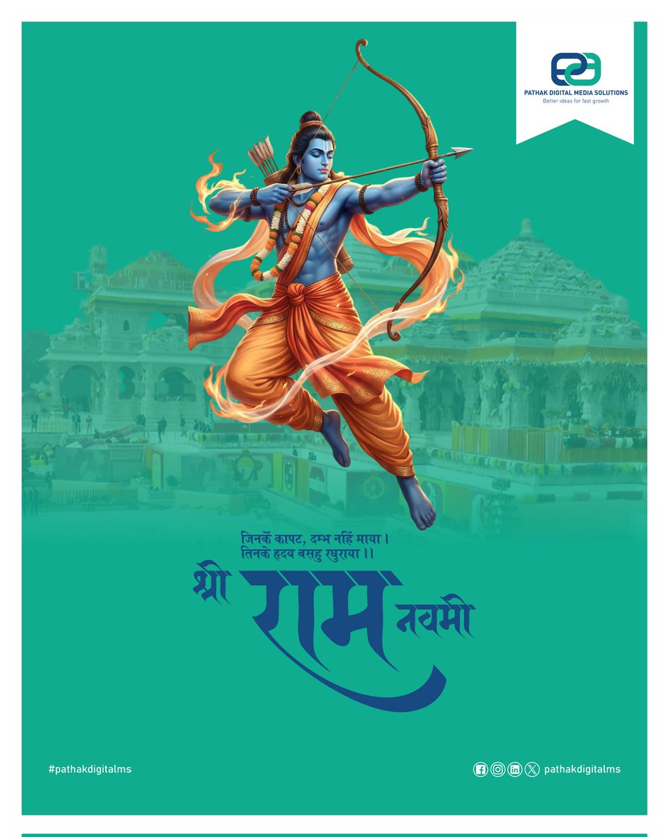 pathakdigitalms's tweet photo. Wishing you and your family a joyful and blessed Ram Navami 2026. May Lord Ram fill your life with happiness and prosperity.
#pathakdigitalms #viral #followers #ramnavami #jaishriram https://t.co/0lL2GIt3ID