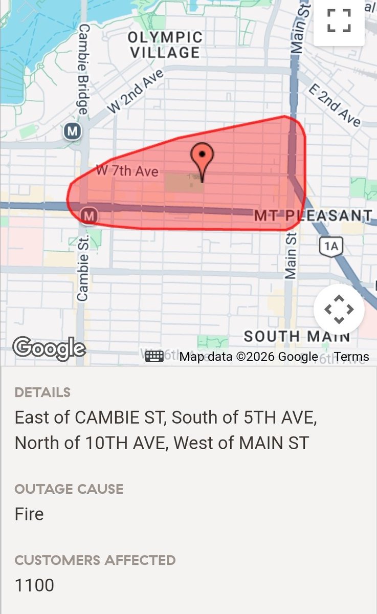 BrunoBaronet's tweet photo. There was a fire this evening at 153 E 8th Avenue in Mount Pleasant. This led to the whole neighborhood going without electricity for over 2 hours. https://t.co/mtJ01JlGGB