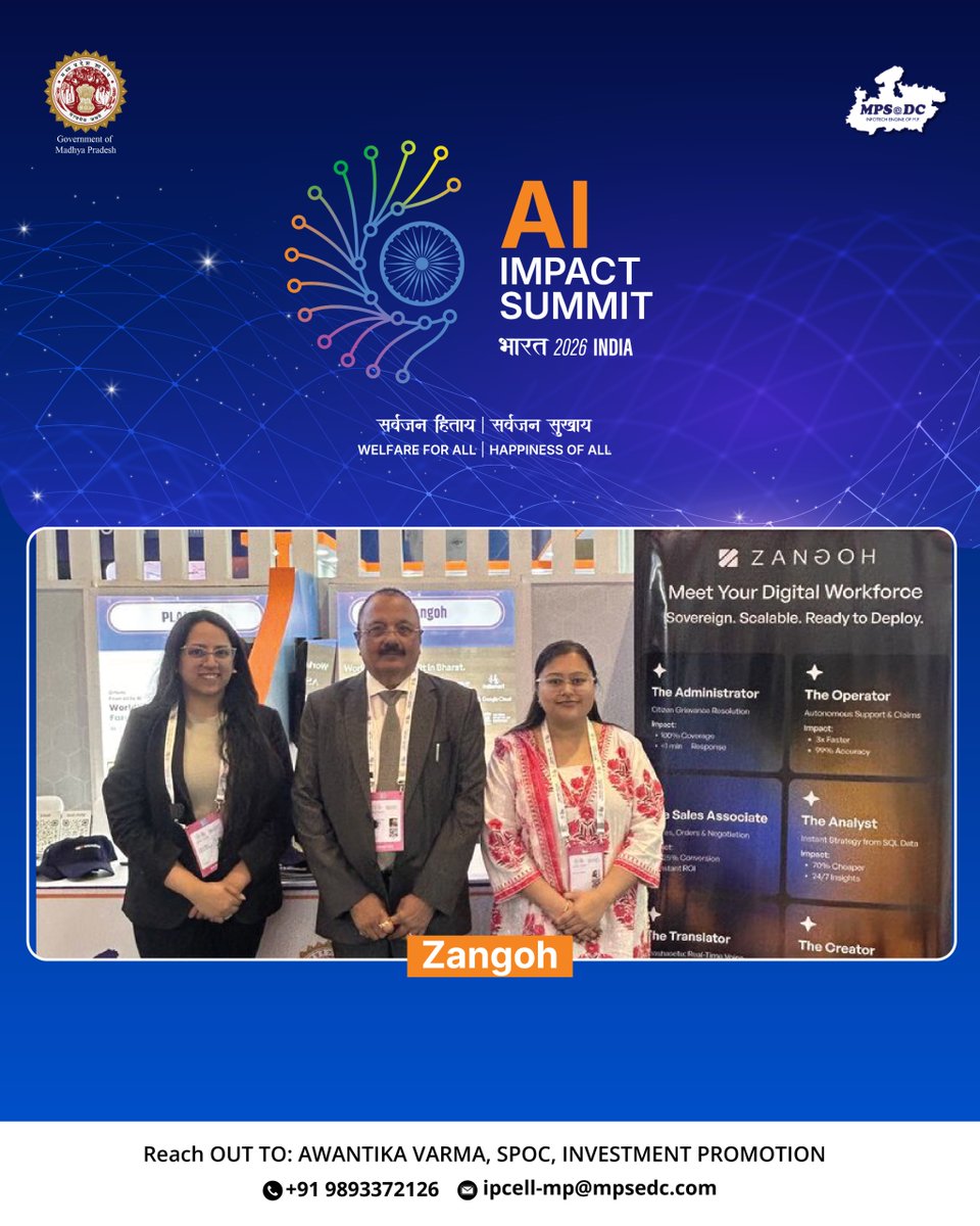 Zangoh, a DeepTech Generative AI company, presented its sovereign AI capabilities at the Madhya Pradesh Pavilion during the India AI Impact Summit 2026.