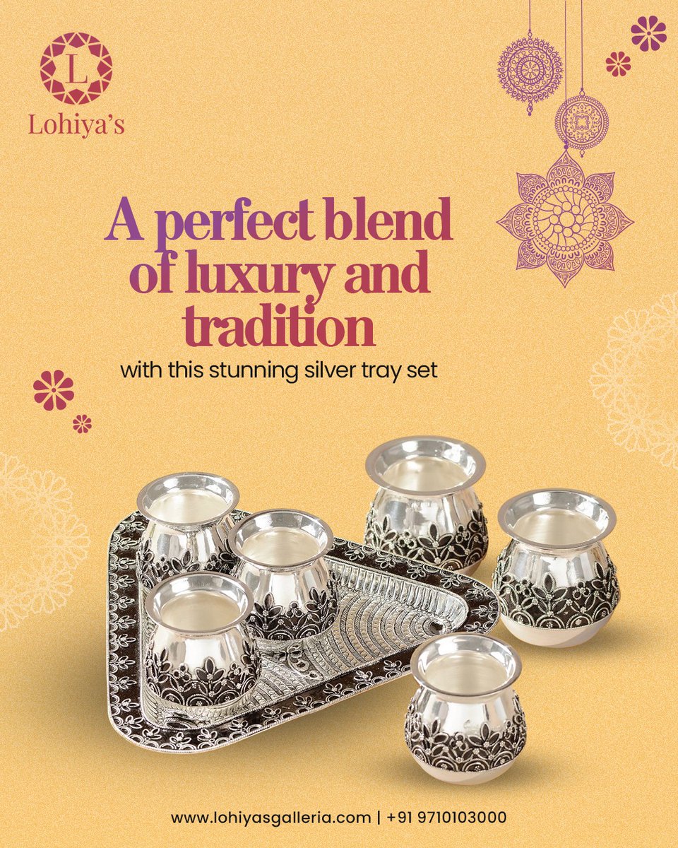 LohiyasG's tweet image. Where luxury meets timeless tradition ✨
This stunning silver tray set adds elegance to every serving moment. 🍽️

For pricing and more information connect +91 97101 03000

#SilverTraySet #PureSilver #LuxuryDining #TimelessElegance #RoyalServeware #IndianCraftsmanship