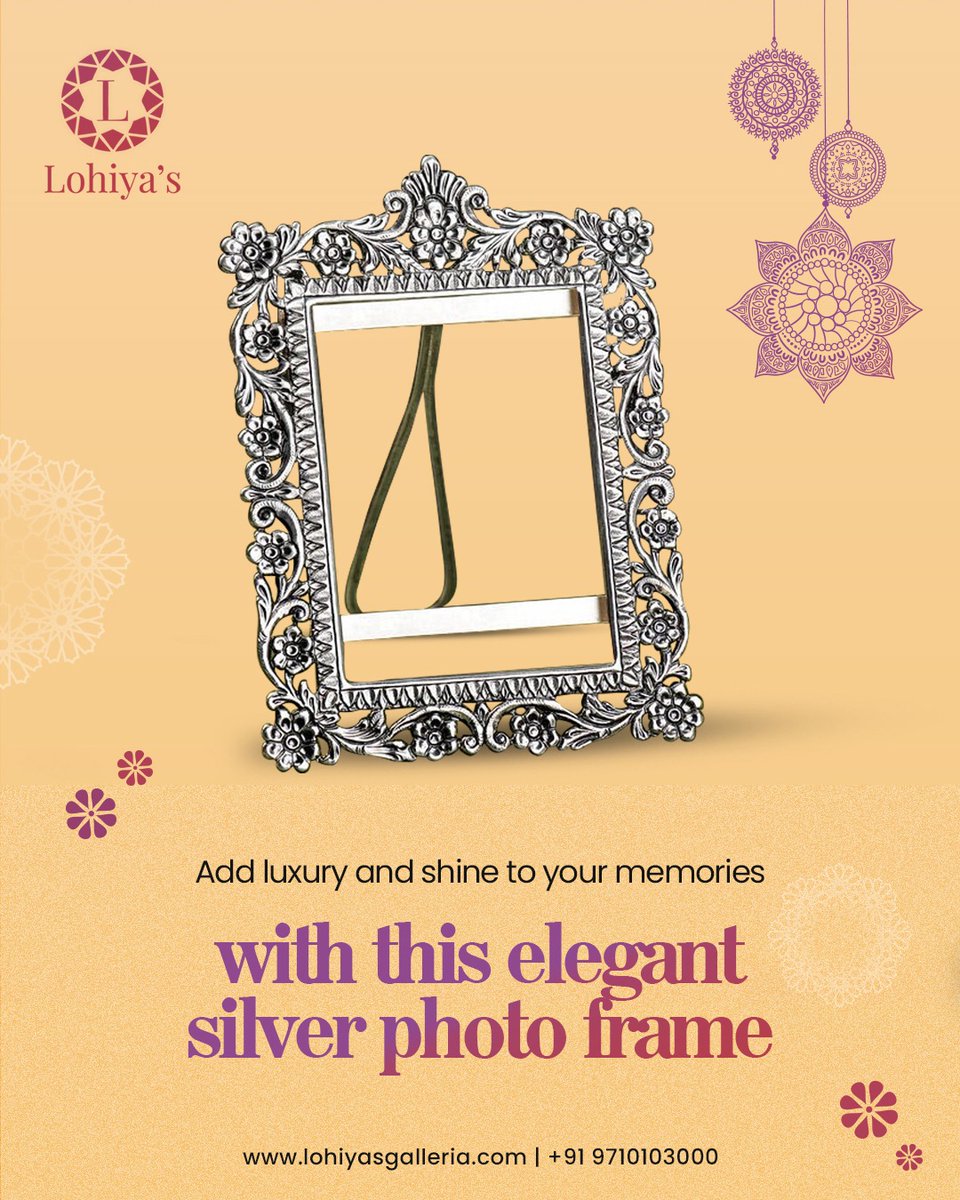 LohiyasG's tweet image. Frame your memories with timeless elegance ✨
This exquisite silver photo frame adds a touch of luxury to every cherished moment. 

for pricing and more information connect +91 97101 03000

#SilverPhotoFrame #TimelessElegance #PureSilver #LuxuryDecor #CherishedMoments