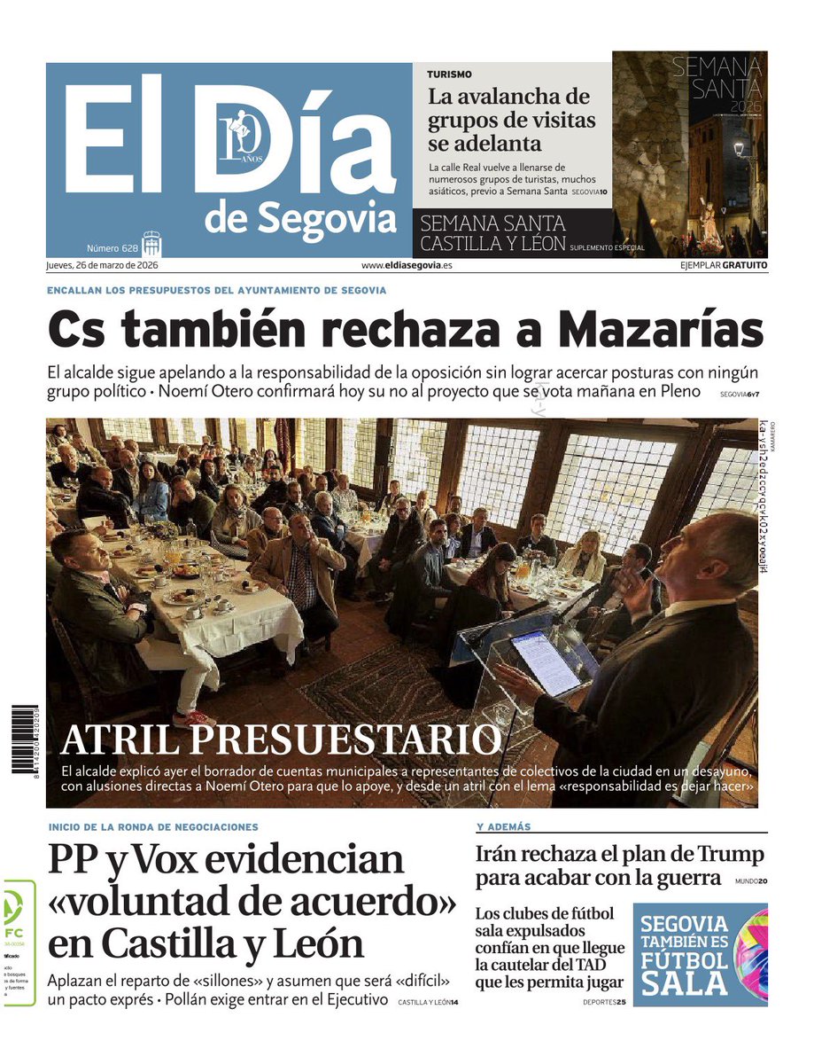 ‘Cs también rechaza a Mazarías’ // ‘Atril presupuestario’ 

De lunes a viernes, gratis en los principales puntos neurálgicos de la ciudad y la provincia.