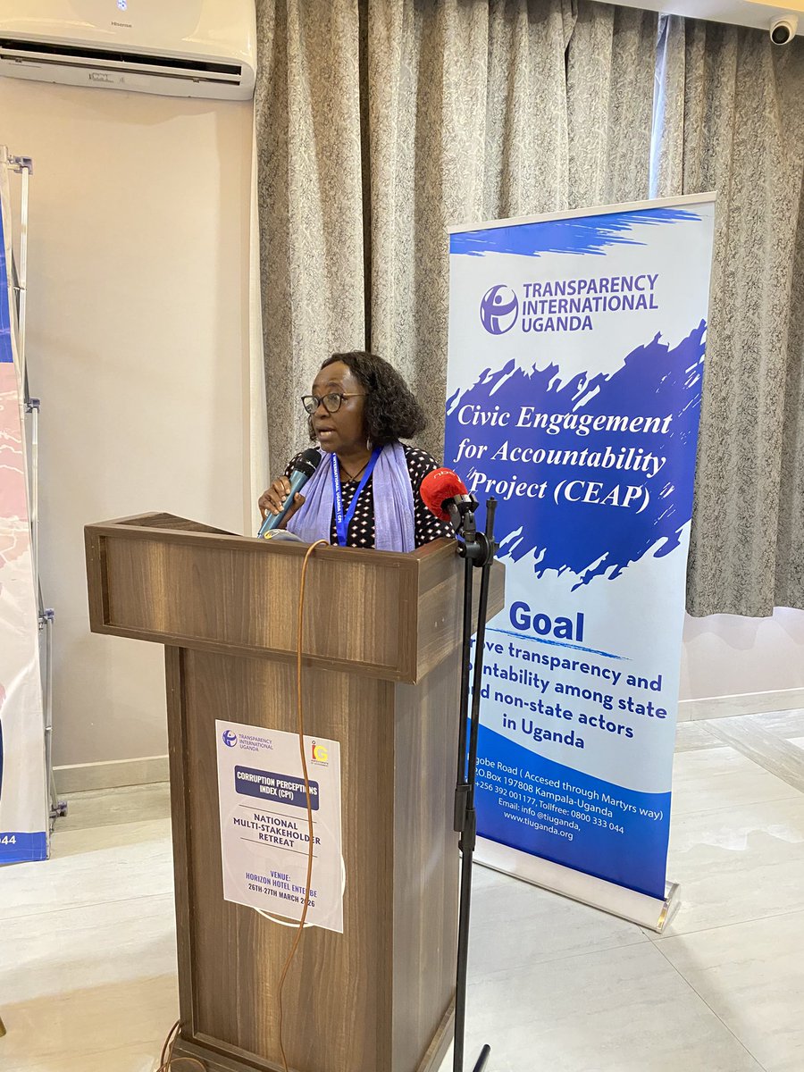 tiuganda1's tweet photo. We’ve kick started the 2days retreat on #CPI2025 with the board secretary Ms. Vikman Proscovier @PVikman calling upon the participants to rethink our strategies as a country on the fight against corruption. @IGGUganda @Accu_Ug @DKinUganda @CSBAGUGANDA @OAG_Uganda @PPDAUganda https://t.co/rg3wYhrKzx