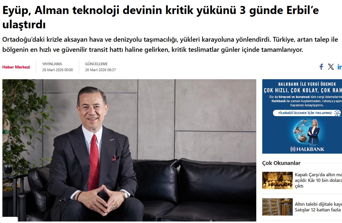 Eyüp, Alman teknoloji devinin kritik yükünü 3 günde Erbil’e ulaştırdı

ekonomim.com/sektorler/loji…