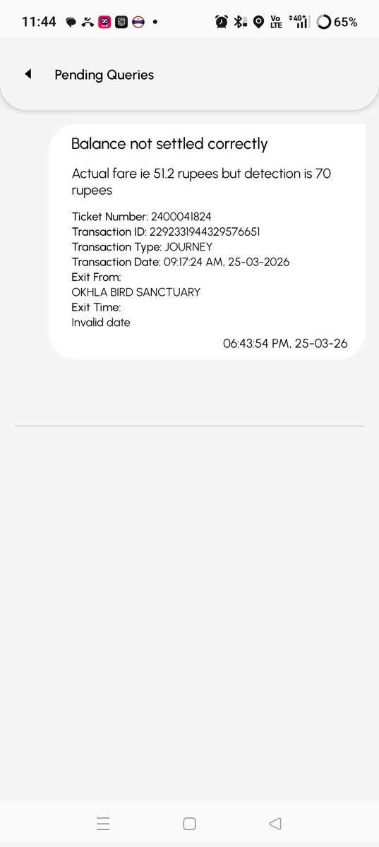 ManishJha709's tweet photo. @OfficialDMRC @jagograhakjago @DelhiComplaint mera fare 51.2 rupees pr detect 80 rupees q hue h pls check &amp; do the needful.
Asa pta nhi kitne passengers k sath hota hoga. https://t.co/c50FgoOF2O