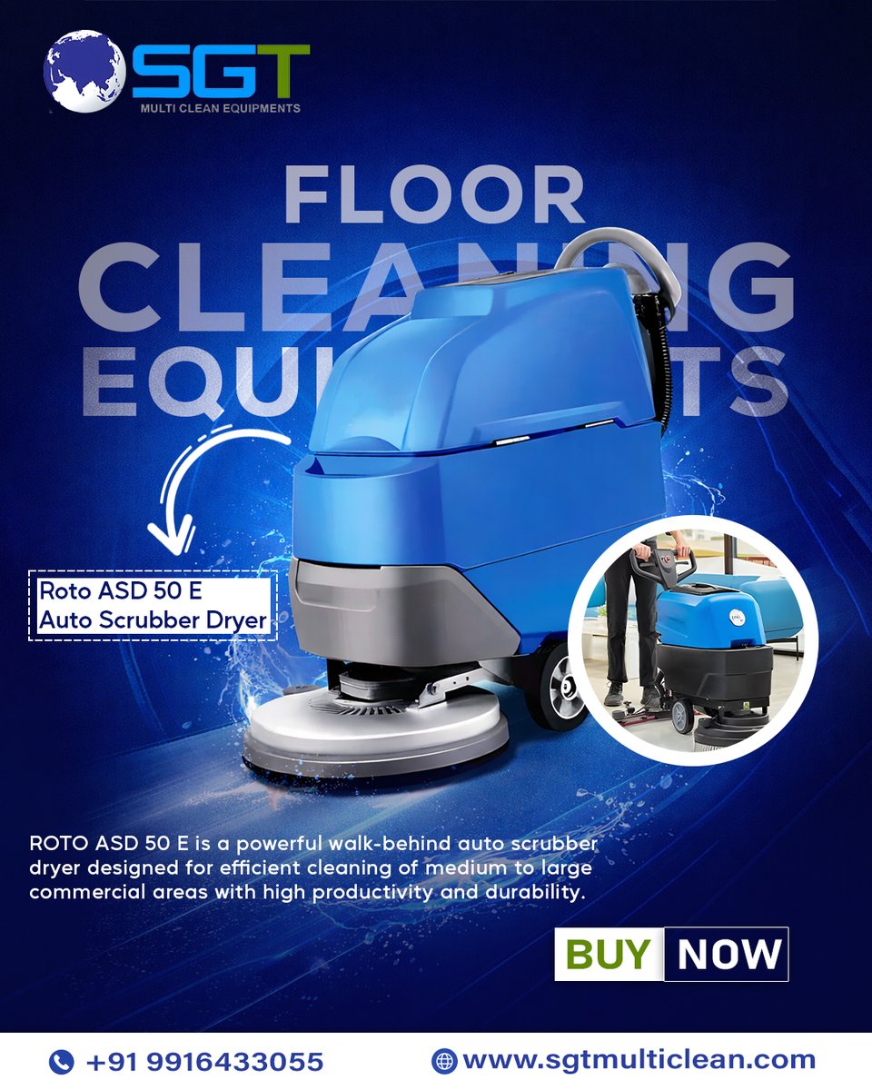 MulticleanSgt's tweet image. Boost floor cleaning efficiency with SGT Multiclean Equipments Roto ASD 50 E Auto Scrubber Dryer. Powerful, durable, and easy.

Shop now: sgtmulticlean.com

#sgtmulticlean #floorscrubber #autoscrubber #scrubberdryer #floorcleaningequipment #industrialcleaning #floorcleaning