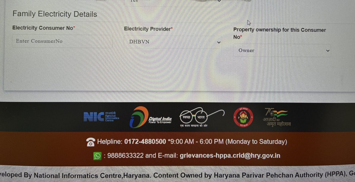 Jayanta_Ch's tweet photo. @cmohry @DC_Gurugram Another example of brainless designing of government forms, designed to fail. Apartment owners don’t have electricity consumer no. So you can’t get PPP. Inept at multiple levels like overall governance. Helpline 😂😂. Try calling @TOIGurgaon @Suhelseth https://t.co/zRxo3myUGP