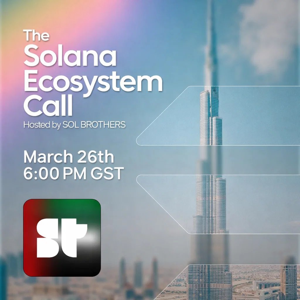 SuperteamAE's tweet photo. Solana Ecosystem Call is back!

A monthly live show by @SolBrothersPod bringing 
late-night TV energy to @Solana

Sketches, interviews, insights, unfiltered takes

Tonight, 6:00pm GST

Register below 👇 https://t.co/PNP1tlstci