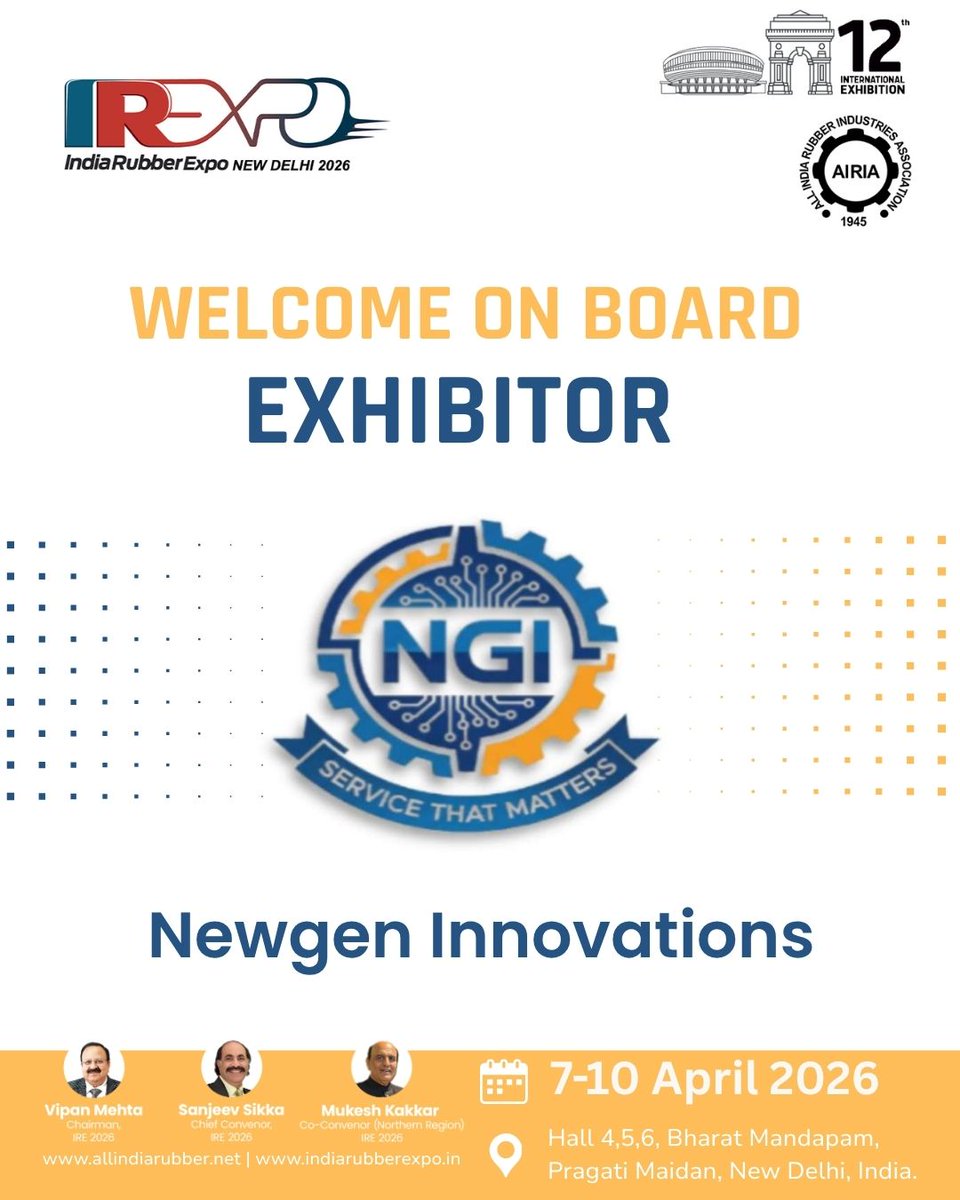 AllAiria's tweet image. Welcome Newgen Innovations to #IRE2026! 

Experts in sampling instruments, autoclaves &amp;amp; test chambers for precise lab testing &amp;amp; quality control.

👉 Register: registration.indiarubberexpo.in/reg-events/gjd…

#IndiaRubberExpo #LabEquipment #TestingSolutions