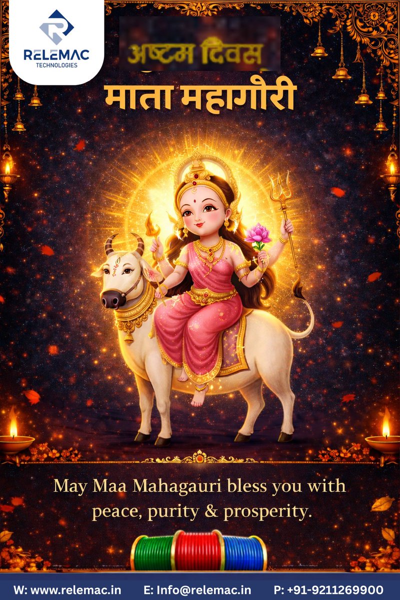 TheRelemac's tweet photo. On this auspicious day of Navratri, may Maa Mahagauri bless you with purity, peace, and endless prosperity. 🌸✨
#Navratri #MaaMahagauri #Ashtami #DivineBlessings #Relemac https://t.co/iStvX4nMSF