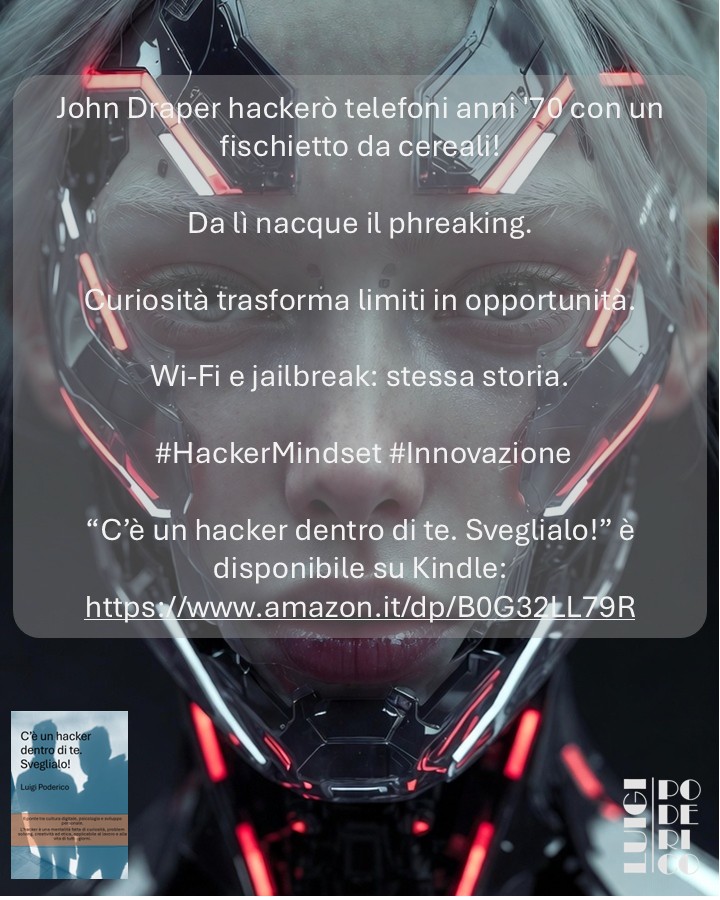 HackerDentroTe's tweet photo. John Draper hackerò telefoni anni '70 con un fischietto da cereali! 

Da lì nacque il phreaking. 

Curiosità trasforma limiti in opportunità. 

 #HackerMindset #Innovazione

“C’è un hacker dentro di te. Sveglialo!” è disponibile su Kindle: https://t.co/ubEFgrhfSL https://t.co/1TDoZ2Ak8X