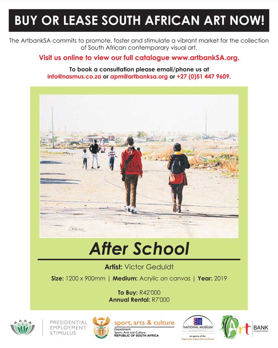Oliewenhuis's tweet photo. BUY OR LEASE SOUTH AFRICAN ART 
🎨 ArtbankSA promotes a vibrant market for contemporary SA art.  

🔗 Full catalogue: https://t.co/dlNsOAv9CP 
📧 info@nasmus.co.za | apm@artbanksa.org 
📞 +27 (0)51 447 9609  

#ArtbankSA #SouthAfricanArt #BuyArt #LeaseArt #ContemporaryArt https://t.co/BmzQoKBtyH