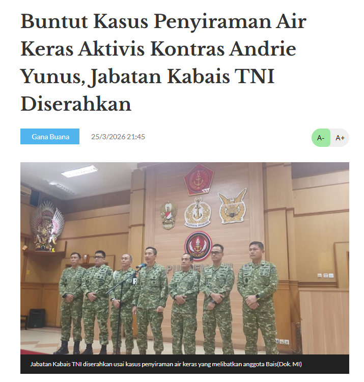 Copot jabatan bukan solusi! Ungkap aktor intelektual penyiraman air keras Andrie Yunus. Usut tuntas!