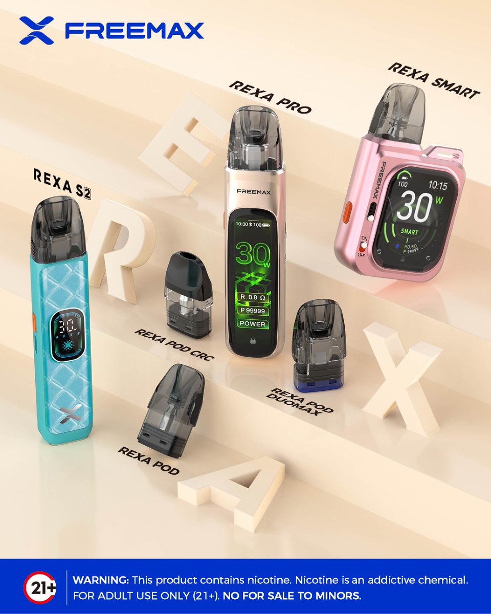 Freemaxvape's tweet image. One platform. Multiple choices.
All compatible with REXA Platform — which one do you pick? 👇
.
.
.
.
.
⚠️ Warning: This product contains nicotine. Nicotine is an addictive chemical.
🔞 Must be 21+.
-
#FREEMAX #VapeCommunity #VapeLife #PodSystem #RexaSeries