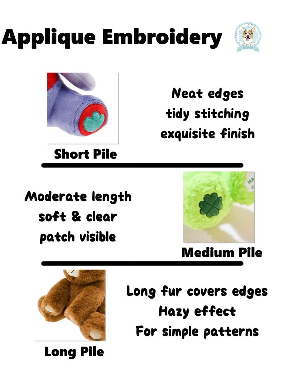 ❗️Wondering how to choose plush toys with different pile embroidery lengths?

✨As your one-stop luxury custom supplier, we offer multi-fabric &amp; craft design plus mass production.

💬Drop a comment to tell us your custom needs! Which length and craft do you prefer for your plush