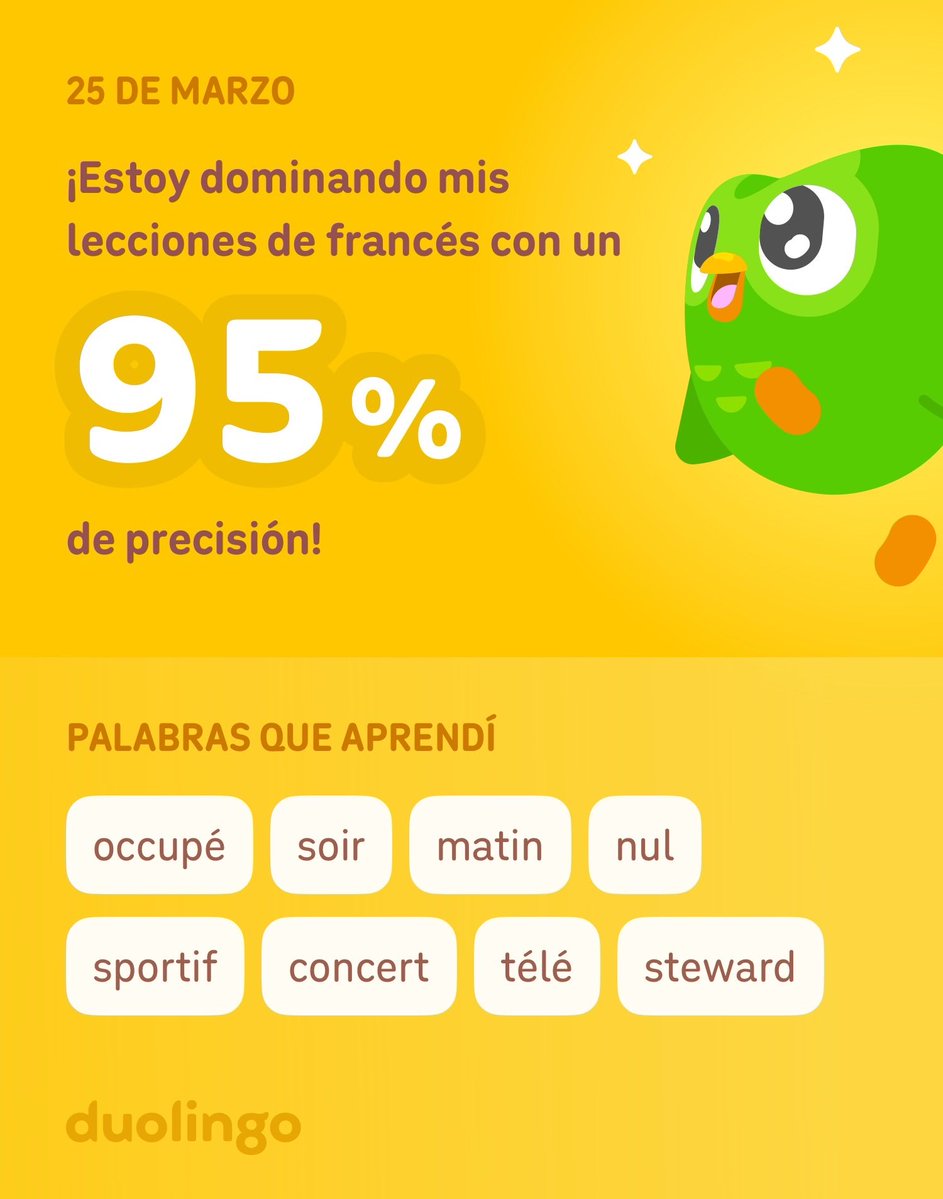 ¡Estoy aprendiendo francés en Duolingo! Es gratis, divertido y efectivo.