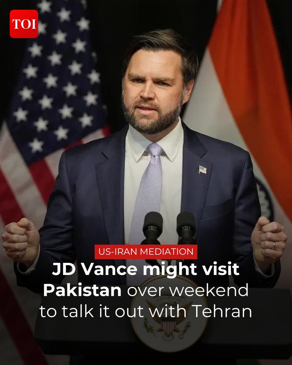 timesofindia's tweet image. Amid ongoing efforts to de-escalate the #MiddleEast conflict, US #vicepresident #JDVance may travel to #Pakistan later this week for talks aimed at finding an off-ramp to the war with #Iran, according to a report citing administration officials.

Details here