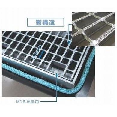 daikure's tweet photo. 橋梁製品『防水層接続型 FRP排水ます』
https://t.co/kBNwafHZzZ

・NETIS登録製品 CG-220032-A
・「建設物価」「積算資料 公表価格版」にも掲載
・図面データや実績表も、自由にダウンロードいただけます！

■ 確実な集水性
防水層接合部を広く設けているため、防水層上の浸透水をしっかり集水します。
■ 耐久性に優れたFRP製
下ます部分がFRP製のため、耐食性が高く長期使用にも安心です。
100kNの載荷試験でも破損しないことを確認しています。
■ 施工性の向上
高さ調整ボルトにより、路面に合わせた高さ・角度調整が可能で、施工現場での取り扱いが容易です。

#ダイクレ #橋梁 #橋梁製品 #frp排水桝 #長寿命化 #橋梁補修 #frp排水ます