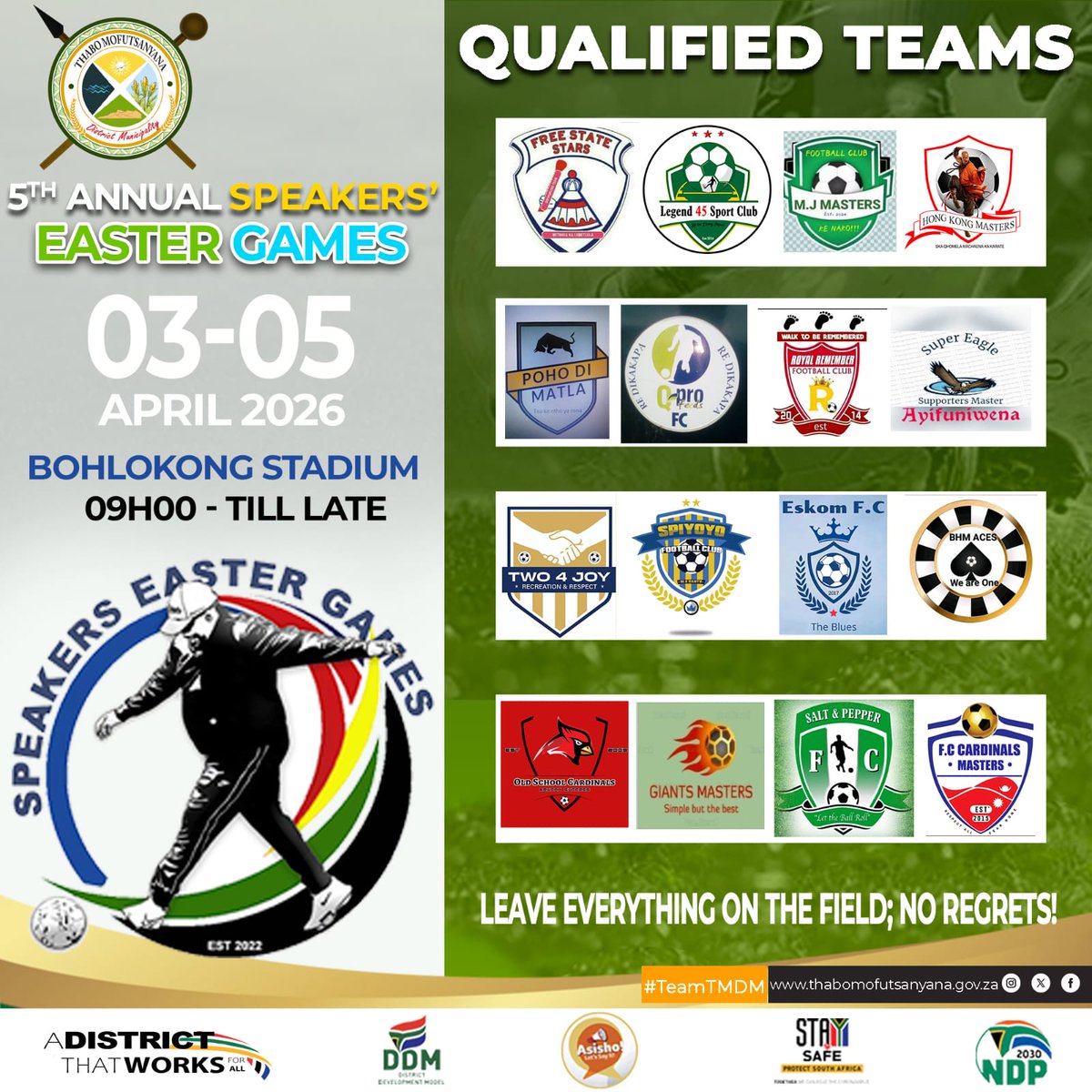 TeamTMDM's tweet photo. #TeamTMDM ⚽ LET THE GAMES BEGIN 🏟️
"The 5th edition of the Annual Speakers Easter games was officially launched today. A total of 16 teams will be battling it out on the field of play during the Easter weekend. Ka moya o motle dibapadi" TMDM Council Speaker, Cllr. Thabo Mokoena. https://t.co/S9oB6X3xzL