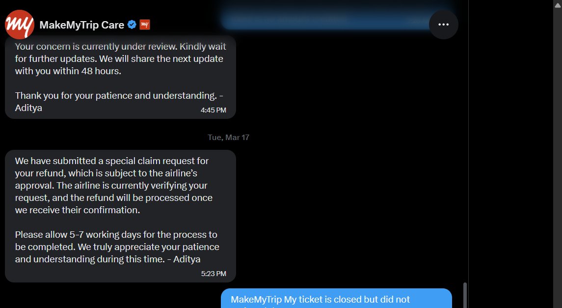 shaikui1's tweet photo. @makemytrip @makemytripcare @DGCAIndia @consumerCOMPLNS 
its been more than 15 days my refund has been not initiated and not abel to connect to customer care even after waiting for 40 minutes over call and tried multiple times its a fraud company. https://t.co/0ruSRfk4Xn