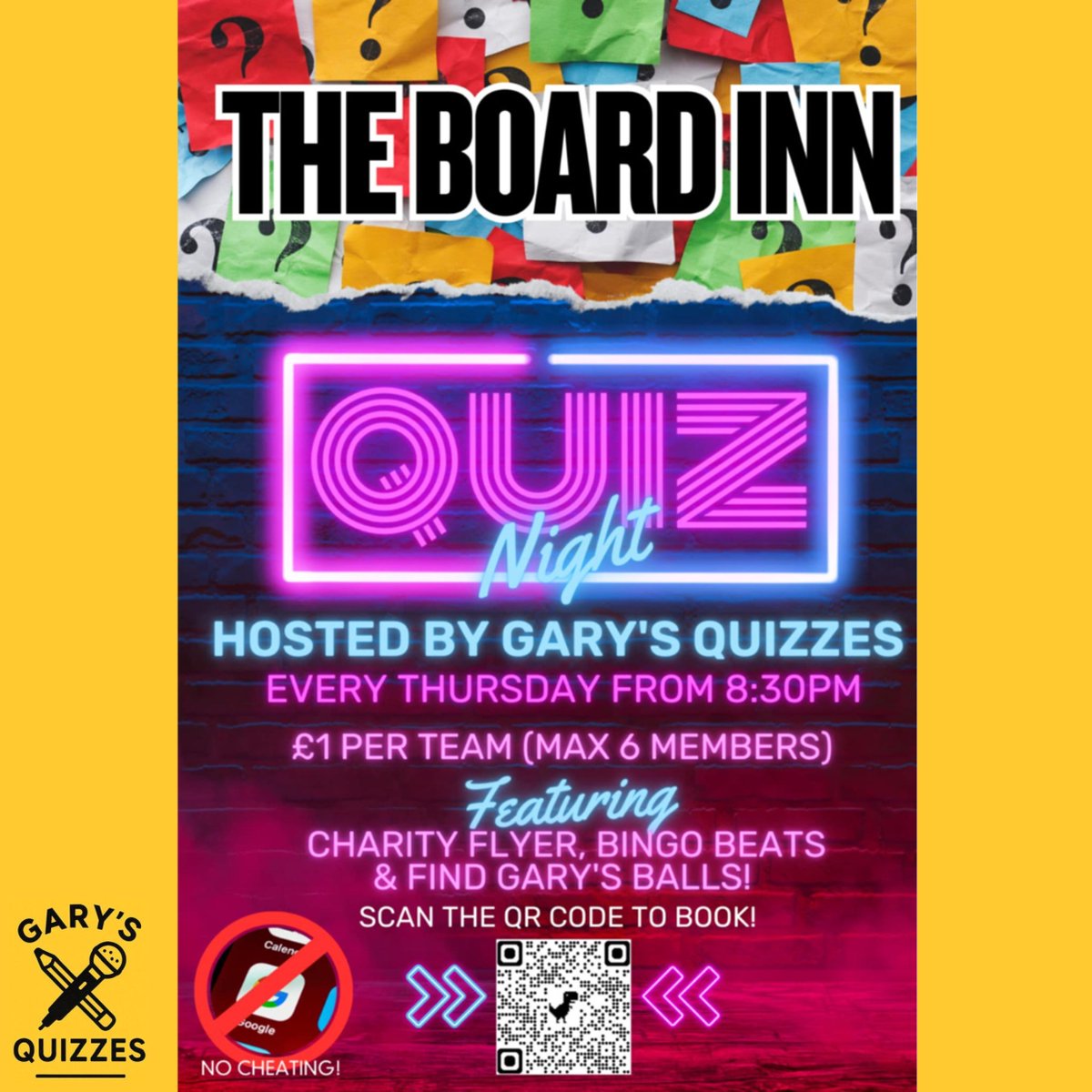 Board Inn quiz tonight 🎉😎
8:30pm start ⏰

📱 Totes Emoji
🍫 Chocolate

Food until 8:30pm 🍔

10% off drinks 8:30–10:30 🍻

Team name theme:
Don’t Worry, It’s Normal to... 😅😂