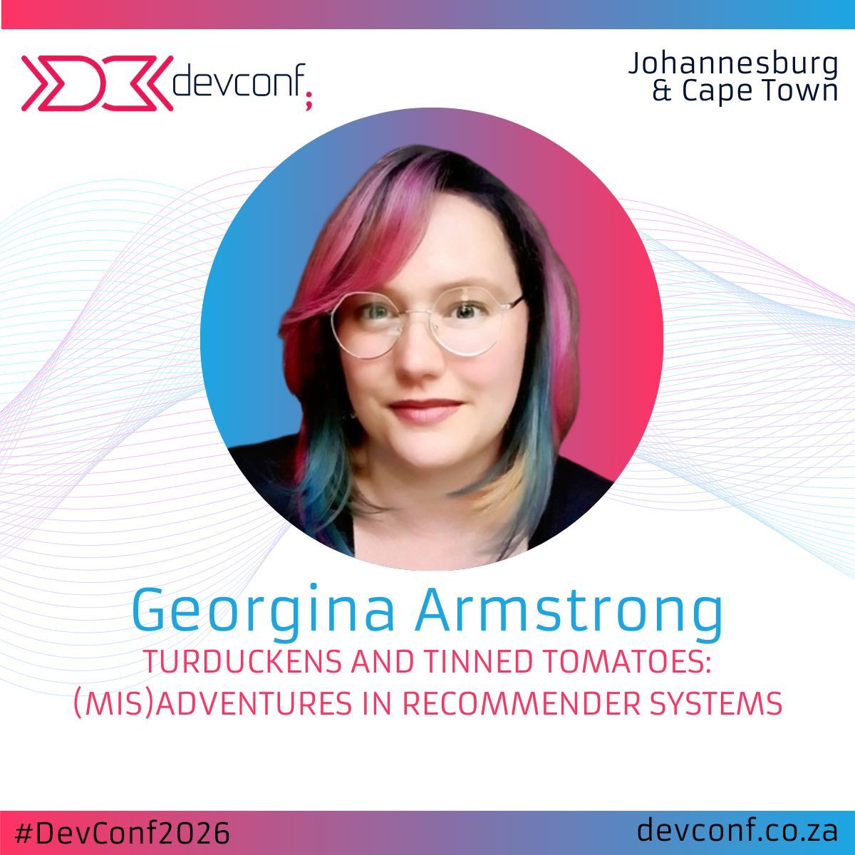 devconfza's tweet photo. Georgina Armstrong will share the weird realities of building recommender systems for major retailers: customers offended by mathematically true recommendations, odd products dominating feeds for even odder reasons, and code suddenly becoming an ethical flashpoint.  #DevConf2026 https://t.co/MkIanxQnUr