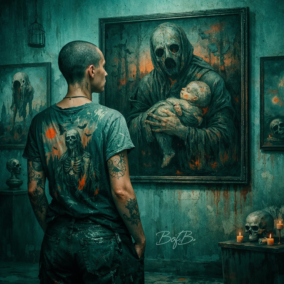 BluesOfBirds's tweet image. Different room, same atmosphere.

Visit the exposition!
#DarkArt