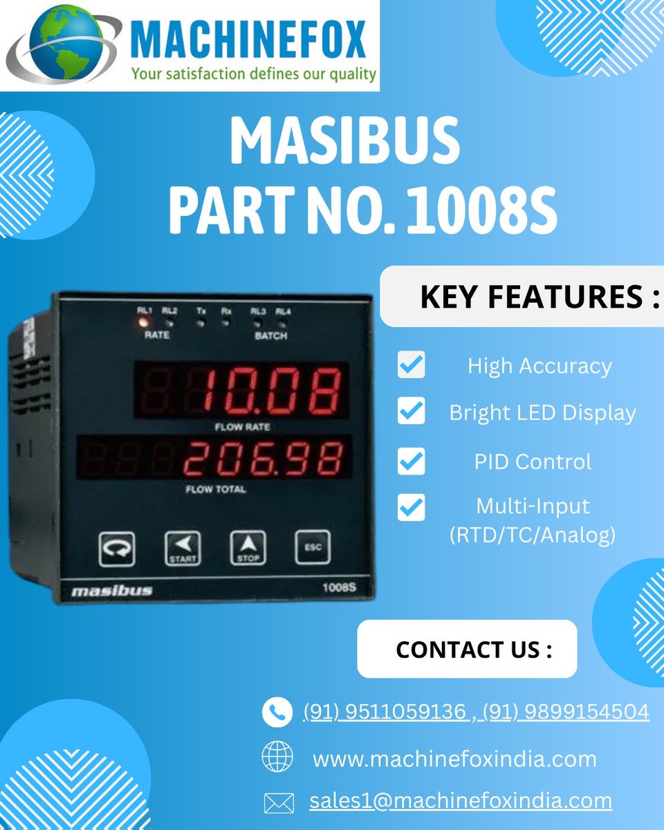 Machinefoxindia's tweet image. Precision Flow Monitoring with Masibus 1008S
📞 For business inquiries: (91) 9511059136
🌐 Visit our website - machinefoxindia.com
📧 sales1@machinefoxindia.com
#machinefoxindia #industrialsolutions #manufacturingindia #automationtechnology #industrialequipment  #makeinindia