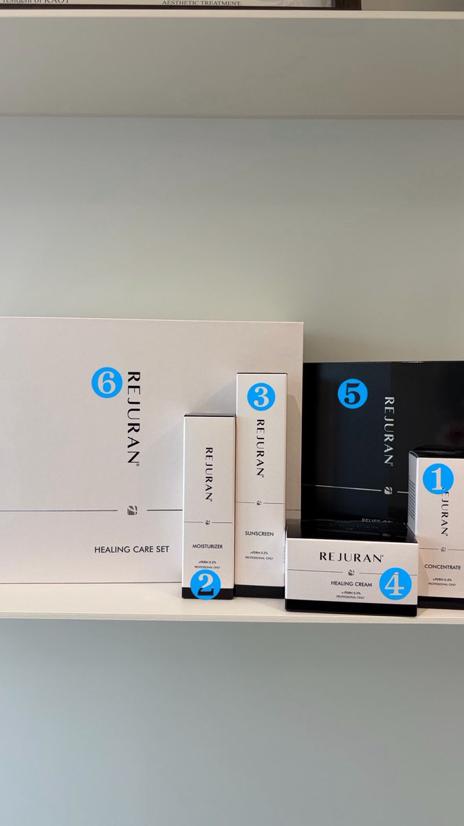 scuni_jp's tweet photo. リジュランコスメティック(クリニック専用)  

1 コンセントレイトアンプル (美容液) 30ml 
2 モイスチャライザー(ローション) 40ml  
3 サンスクリーン（日焼け止め）50ml  
4 ヒーリングクリーム（クリーム）50ml  
5 リリーフゲルマスク（シートパック）5枚

 #リジュラン＃リジュランコスメ＃韓国 https://t.co/1GCdoCnY99