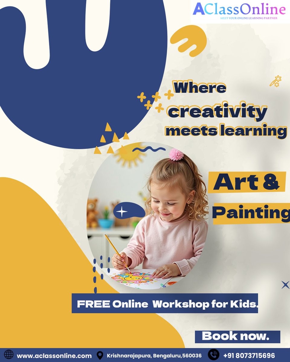 Aclassonlinepvt's tweet image. 🎨 FREE Art &amp;amp; Painting Workshop for Kids!
Where creativity meets learning ✨
👧👦 Fun | Creative | Interactive
👉 Book now: aclassonline.com

#KidsWorkshop #ArtForKids #OnlineLearning