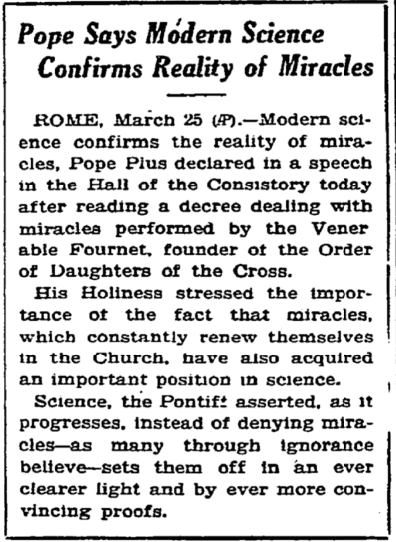 Science = proof of miracles...