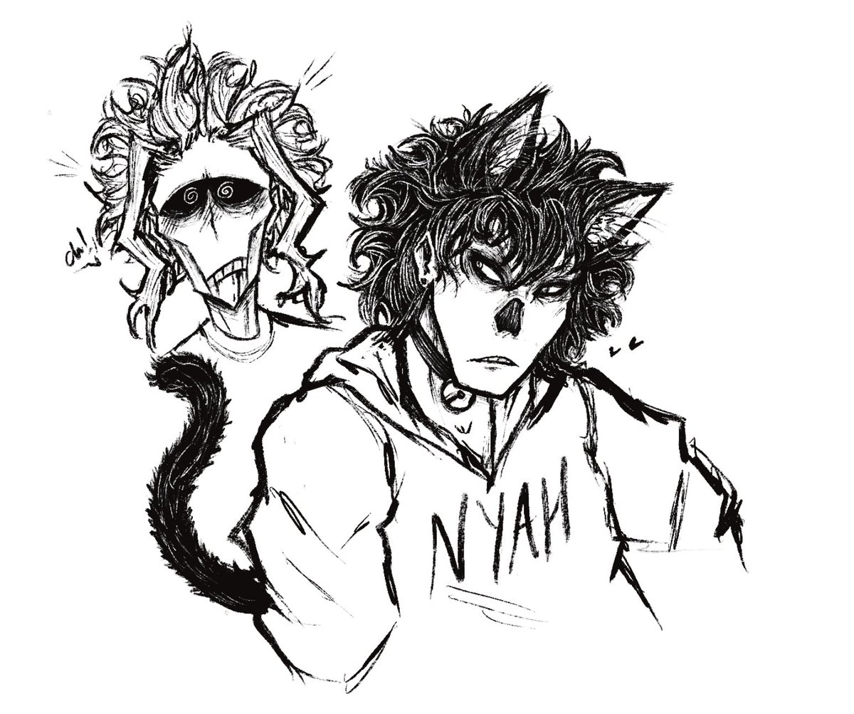 blood_inf3rno's tweet photo. stain got hit with a quirk that made him into a cat-boy idk. leave me alone.
- #mha #myheroacademia #stainmight https://t.co/nSsJOgsF1y