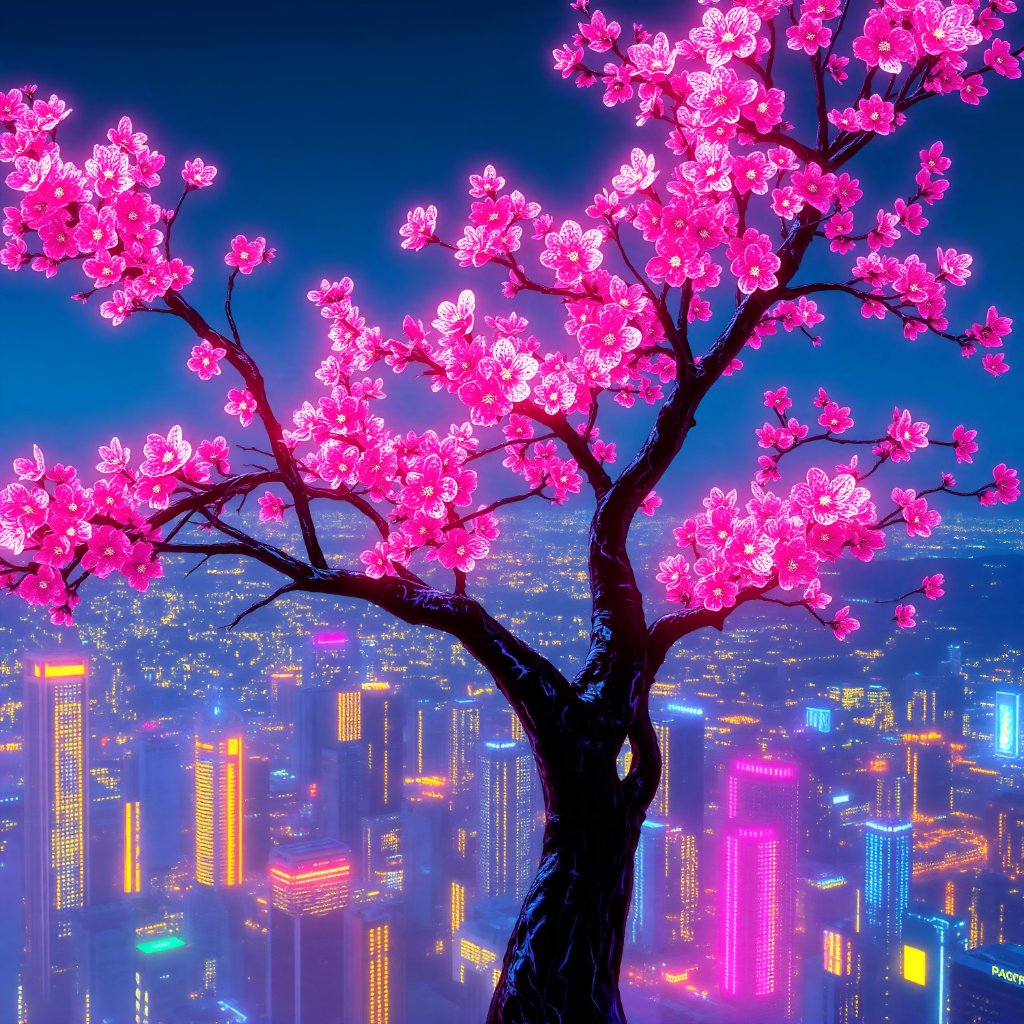 Chain_GPT's tweet photo. Bring your dreams to life with our NFT Generator! 🇯🇵

Try this prompt:

'cyberpunk sakura tree in futuristic Japan with glowing neon pink blossoms, branches intertwined with subtle futuristic circuitry, overlooking a vibrant sci-fi city'

→ https://t.co/U7i5v34qdW https://t.co/QySFHTnB9J