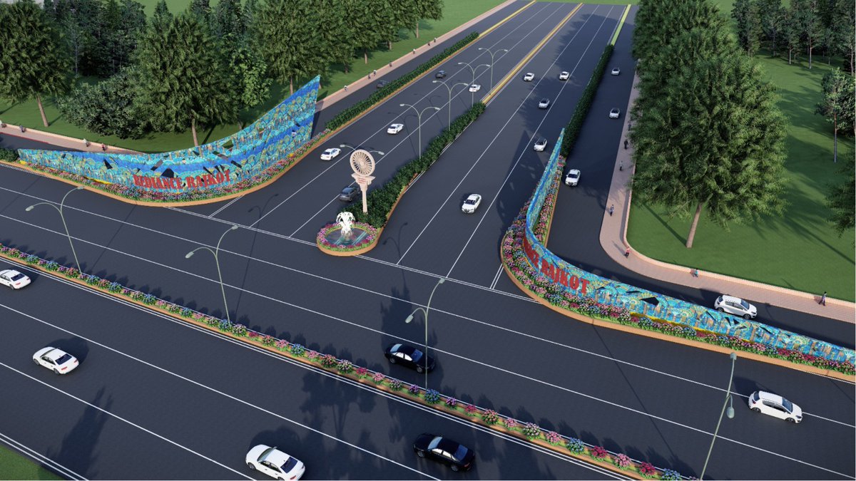 smartcityrajkot's tweet photo. રાજકોટ મહાનગરપાલિકા દ્વારા બીજા ૧૫૦ફૂટ રિંગ રોડ તથા જામનગર રોડ જંક્શન પર એન્ટ્રી વોલ અને રૈયા ગામથી સ્માર્ટ સિટી સુધીનોરોડ ડેવલપ કરવાનું કામ હાથ ધરાયું https://t.co/5e76ROp4bv